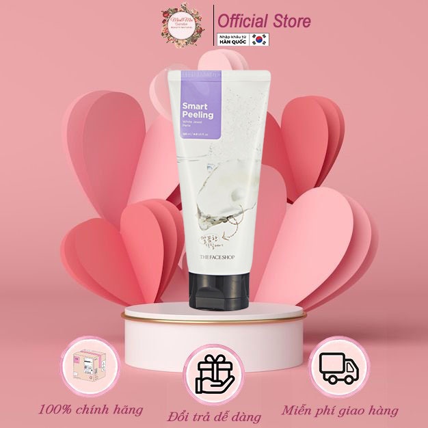 Tẩy tế bào chết mặt The Face Shop Pearl Hàn Quốc Smart Peeling White Jewel 120ml trắng da da chết