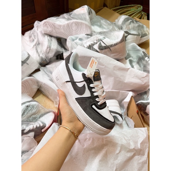 Giày thể thao nam nữ Af1 xám lông chuột, Giày Nike AF1 xám lông chuột bản trung cao cấp nhất đế Air full phụ kiện
