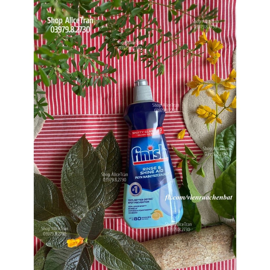 1150ml, 800ml, 750ml, 400ml & Eco 0% 400ml chai Nước bóng Finish Klarspüler, Chất trợ xả dùng cho máy rửa chén bát