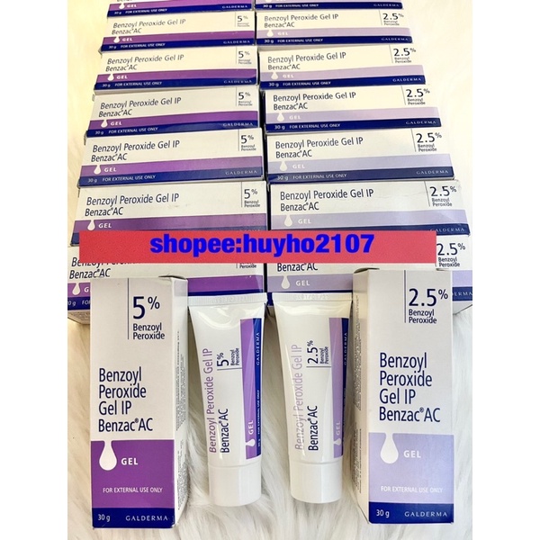 Kem Benzac AC Benzoyl Peroxide 2,5% - 5% Gel hỗ trợ giảm mụn, hết mụn viêm 30ml.