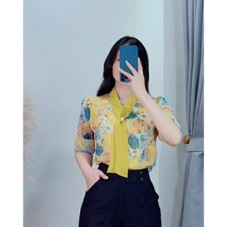 Áo sơ mi hoa voan tơ cao cấp