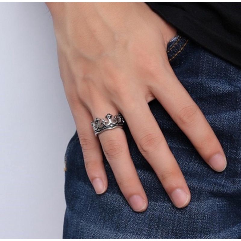 Nhẫn Hình Vương Miện King Phong Cách Punk Hip Hop Cổ Điển Sáng Tạo Thời Trang Cho Nam Và Nữ