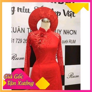 Áo dài cô dâu màu trắng, đỏ (6 tà)