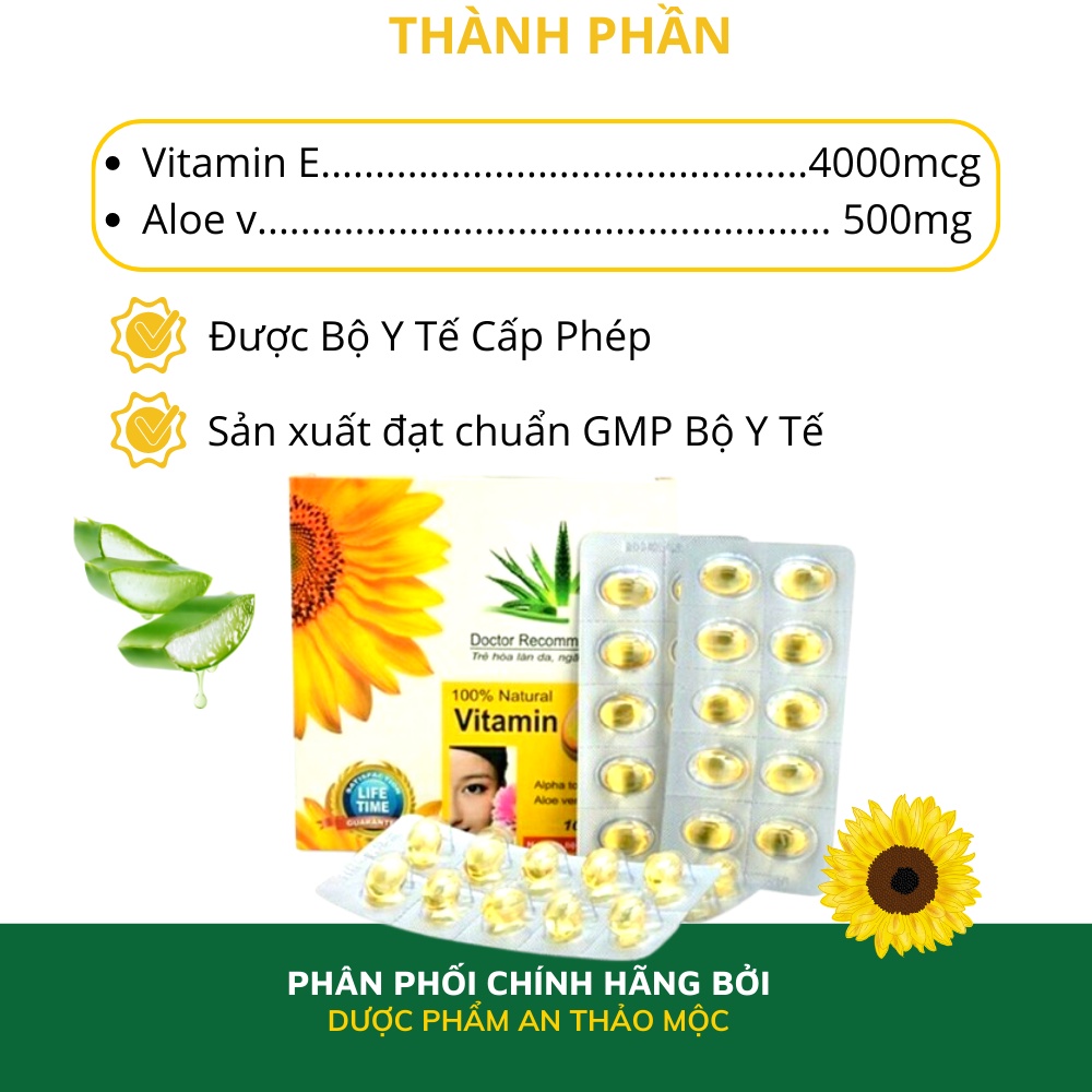 Viên uống đẹp da vitamin E vàng 400mcg giúp ngăn ngừa lão hóa giảm thâm sạm nám tàn nhang làm sáng da