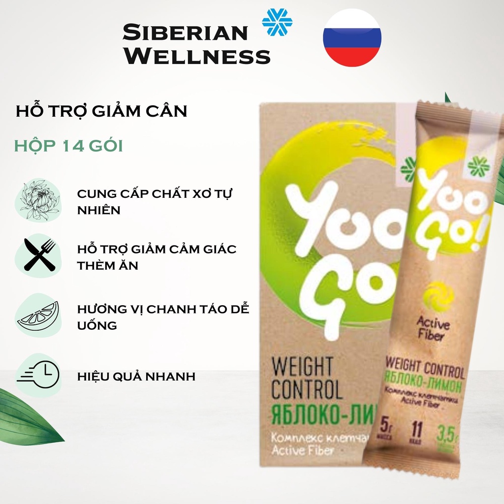 [Mẫu thử] Bột giảm cân Siberian Wellness Yoo Go vị trái cây dễ uống hộp 14 gói của Nga - hàng chính hãng