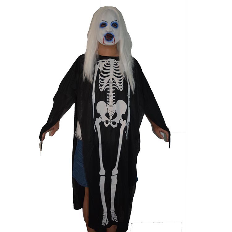Bộ áo choàng xương ma hóa trang Halloween dài 120cm cho bé từ 8 tuổi trở lên và người lớn