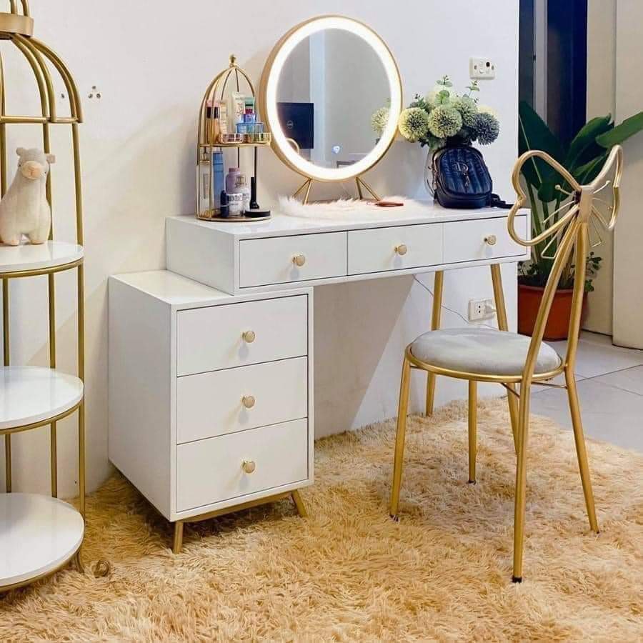 Bàn phấn trang điểm ⚡ HÀNG CAO CẤP ⚡ Bàn trang điểm phong cách Châu Âu, gương led cảm ứng