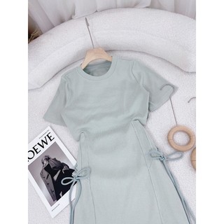 ĐẦM BODY RÚT EO MÀU XANH
