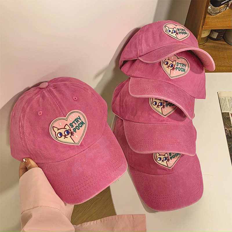 Mũ Lưỡi Trai Vải thêu Trái Tim🌸FREESHIP🌸Nón lưỡi trai nam nữ Denim Cotton Mềm Mại Kiểu Retro