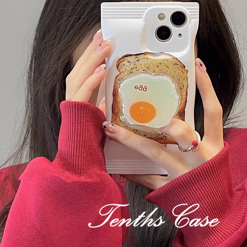 Ốp Điện Thoại Mềm Hình Bánh Mì Trứng Chiên Không Giá Đỡ Cho IPhone 14 13 12 11 Pro Max SE2020 X XR Xs Max 7 8 6 6s Plus