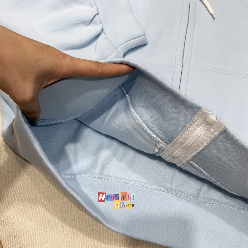 Áo Khoác Hoodie Zip Nỉ Trơn Tay Phồng Màu Xanh Ngọc Dây Kéo Dáng Rộng Nam Nữ Oversize Ulzzang Unisex - MM