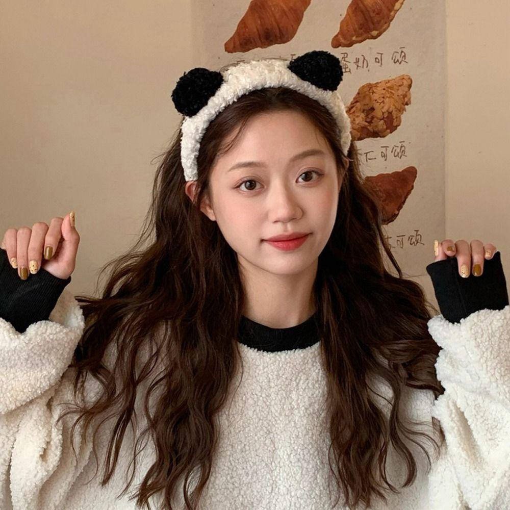 ANEMONE Băng Đô Cài Tóc Hình Tai Gấu Trúc Dễ Thương Cho Nữ