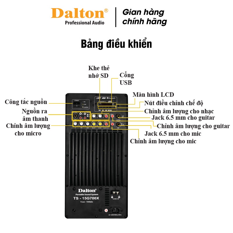 Loa karaoke Dalton TS-15G700X công suất 700W, bass 4 tấc  - HÀNG CHÍNH HÃNG