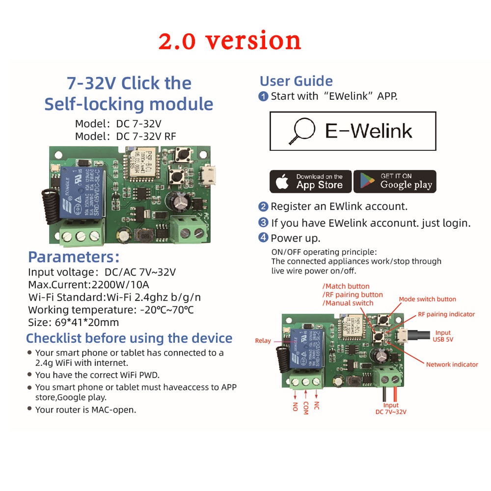 Mô Đun Công Tắc WiFi Không Dây Thông Minh USB 5V