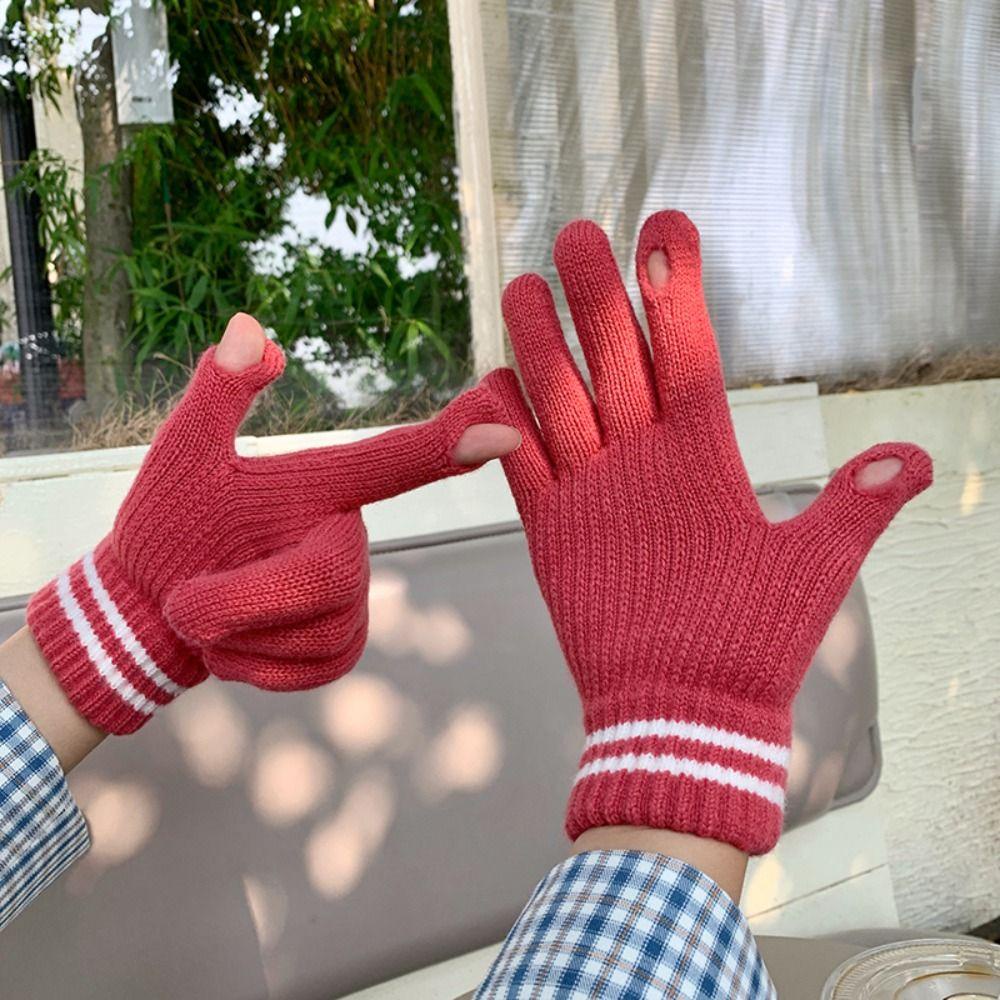 Găng Tay Lái Xe Vải Nhung Mềm Mại Họa Tiết Kẻ Sọc Cho Nam Và Nữ