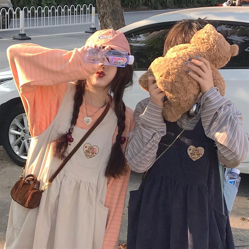 Đầm Chữ A Hai Dây Dáng Rộng Thêu Họa Tiết Phong Cách Hàn Quốc Thời Trang Cho Nữ