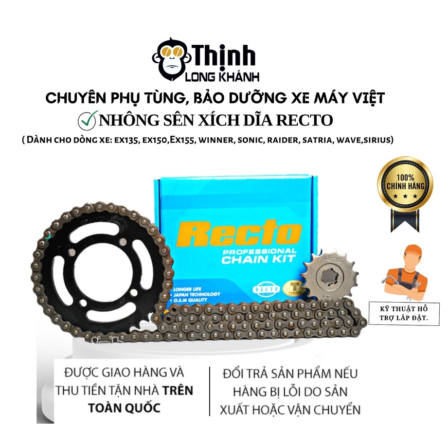 Nhông sên dĩa Recto chính hãng 100% - Sên đen