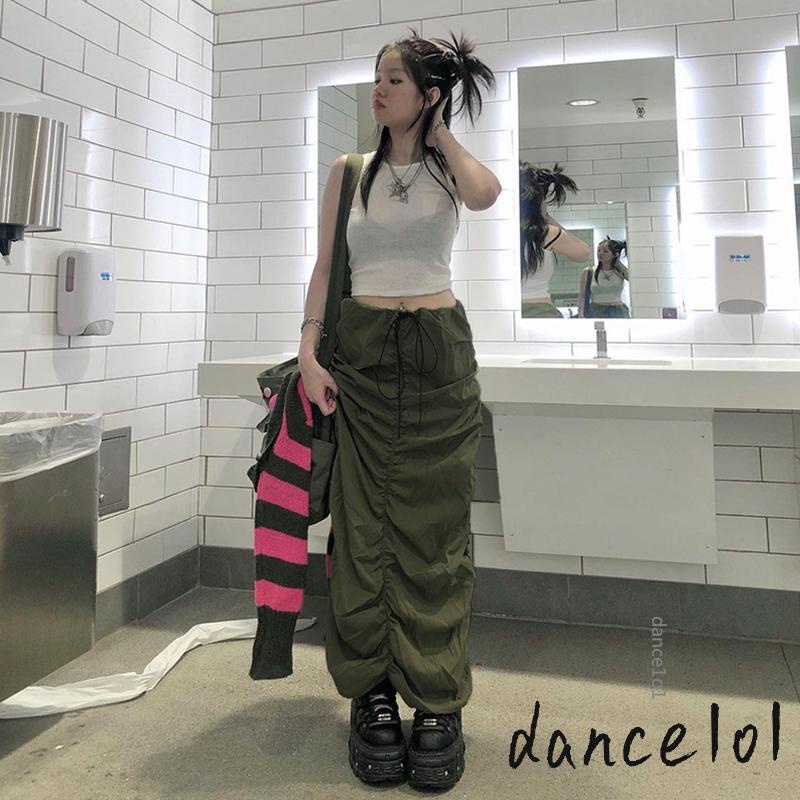 Chân Váy Nhảy Múa 1O1 Xếp Ly Màu Trơn Phối Dây Rút Thời Trang Xuân Hè Cho