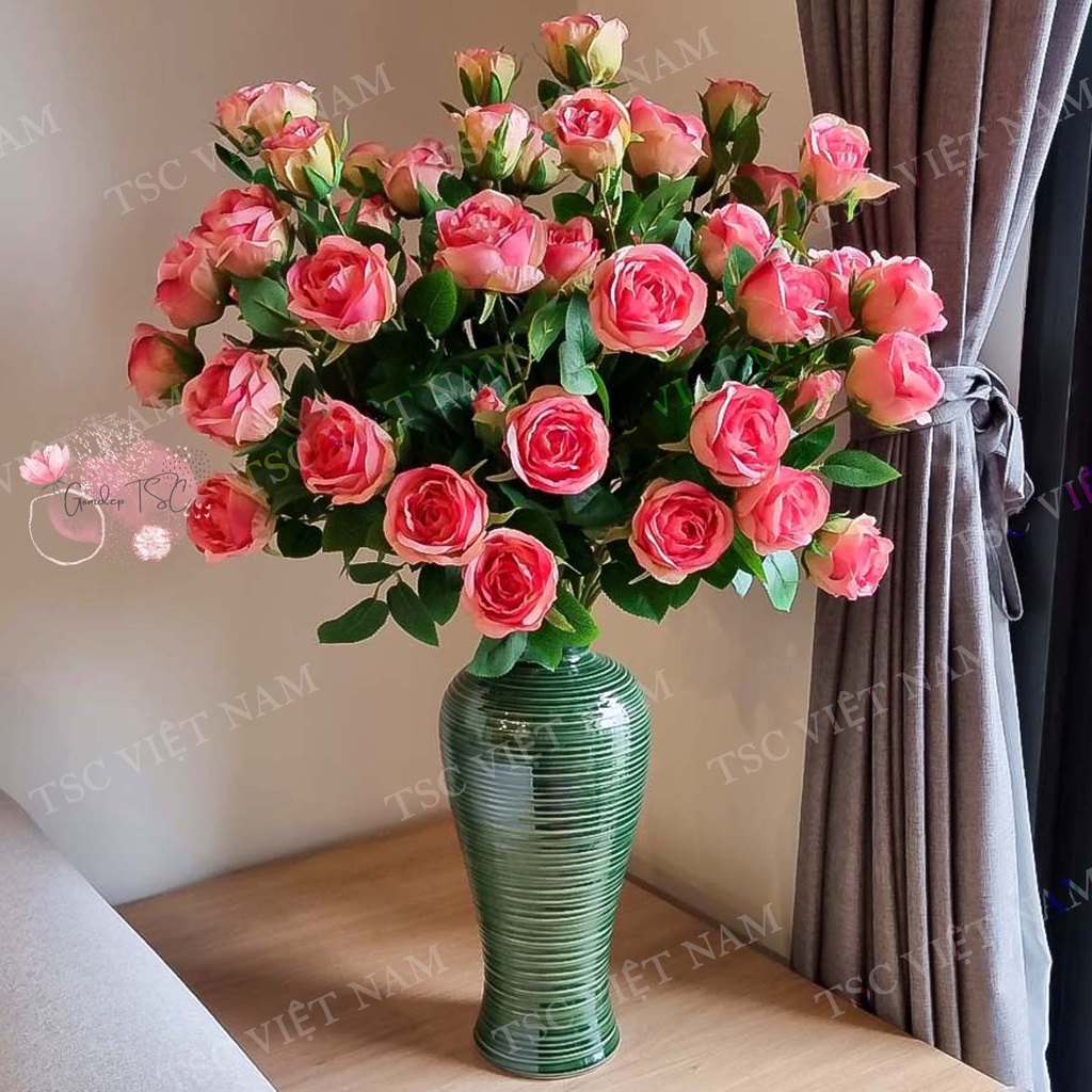 Lọ hoa cao 38 cm - Bình hoa gốm sứ Bát Tràng cao cấp - Decor trang trí nhà đẹp đón Tết