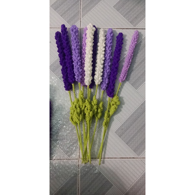 Handmade - Cành hoa lavender được làm bằng sợi len hàng thủ công dùng để trang trí, cắm bình, hoa bó làm quà tặng