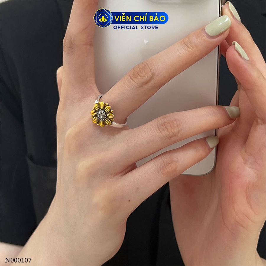 Nhẫn hoa hướng dương new chất liệu bạc Thái 925 thời trang phụ kiện trang sức nữ Viễn Chí Bảo N000107