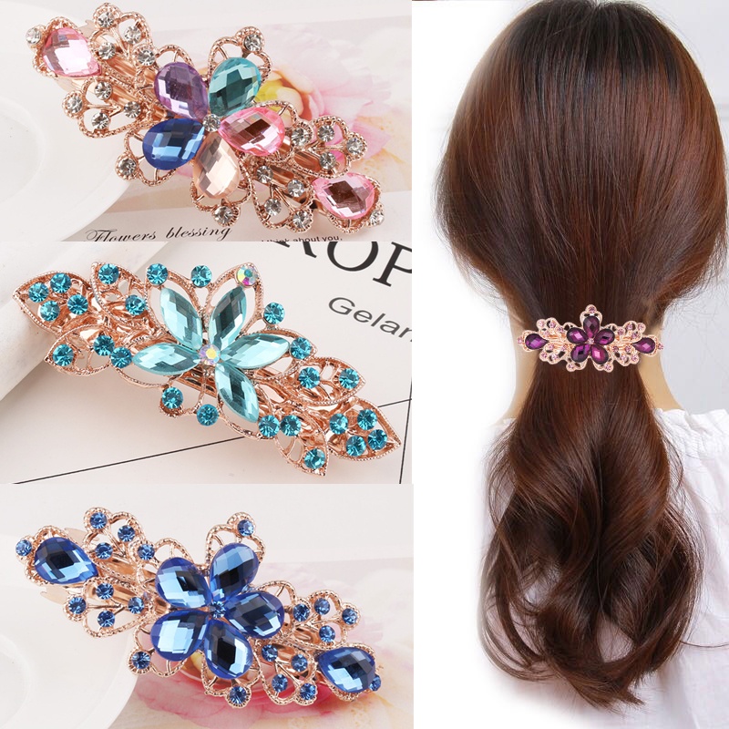 Kẹp Tóc Hình Nơ Đính Đá & Ngọc Trai Nhân Tạo Thời Trang Cho Nữ