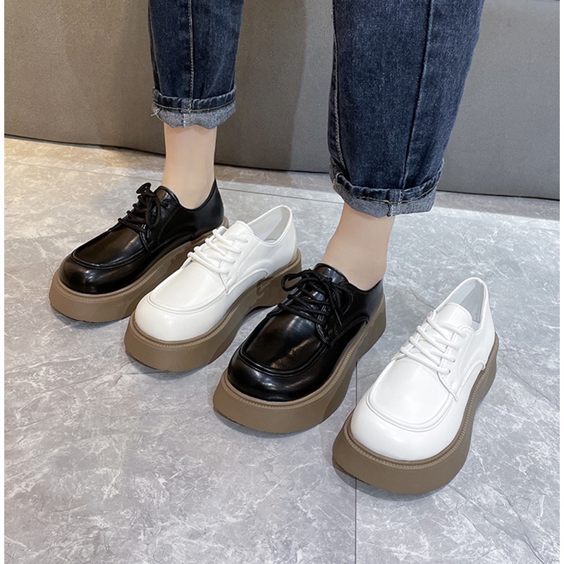 Giày Da Đế Dày Phong Cách Anh Quốc Cổ Điển Cho Nữ