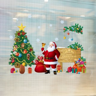 GS07_Tranh decal dán tường ông già Noel rung chuông phát quà trong đêm Giáng Sinh