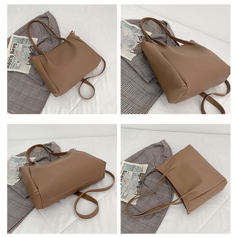 Mischa Túi Đeo Vai Hình Vuông Cỡ Lớn Chất Liệu Da PU Màu Trơn Phong Cách Cổ Điển Thời Trang Cho Học Sinh