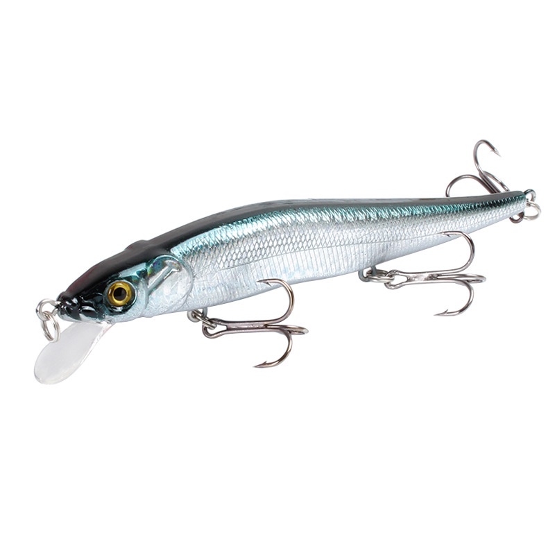 11.5cm/14g Minnow Plastic Hard Bait With 6# High Carbon Steel Hook ABS Bionic Bait 3D Eyes Diving Depth 0.5-1.5M Artificial Simulation Sea Fishing Lure