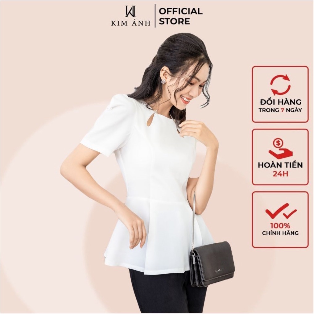 Áo Kiểu Thiết Kế Bries Top Cổ Tròn Tay Ngắn Phong Cách Hàn Quốc Thanh Lịch Tinh Tế Trẻ Trung-Kim Ánh-AKSX29507