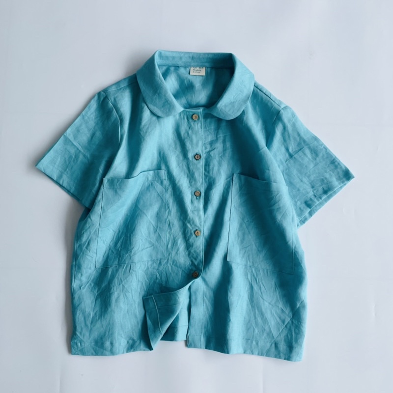 Áo linen tưng bâu sen