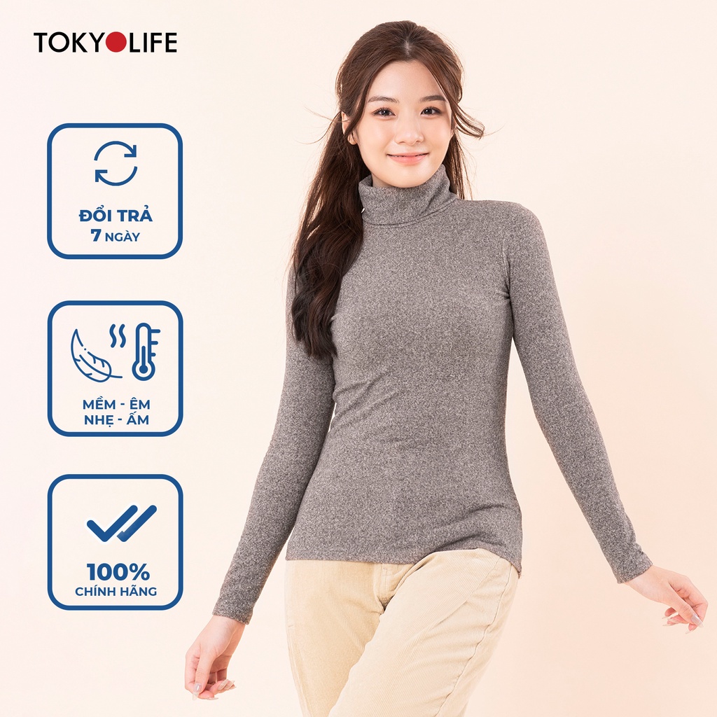 Áo giữ nhiệt NỮ mặc thu đông WM Extra cổ lọ siêu ấm, chất cotton mềm mịn co giãn 4 chiều TOKYOLIFE G9SMT100L