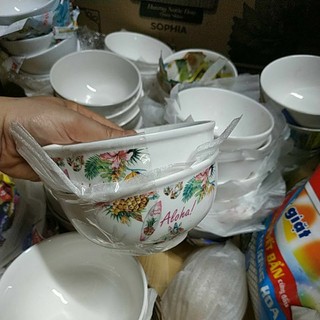 15 Chén cơm sứ trắng bóng hoa văn