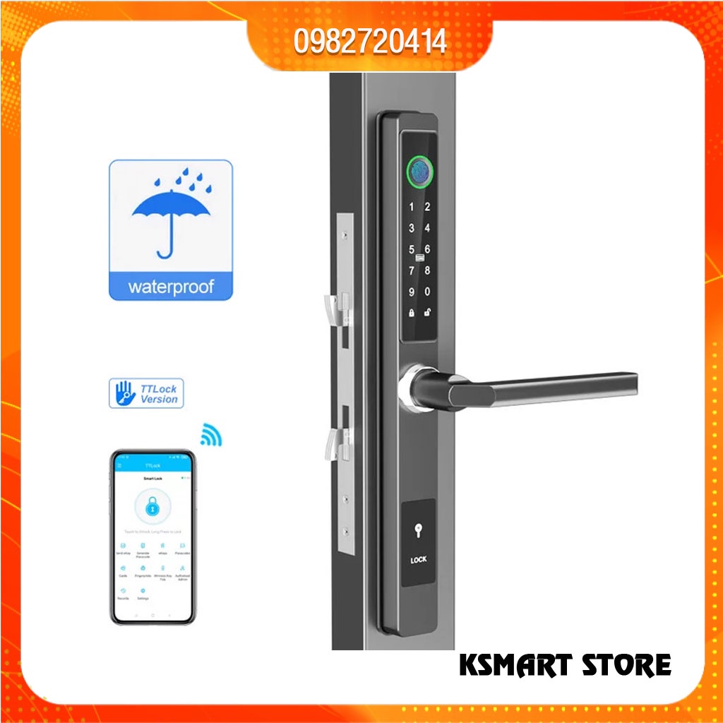 Khóa vân tay cửa nhôm xingfa (màu bạc, đen)