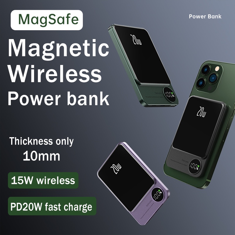 Pin Sạc Dự Phòng Không Dây 10000mAh PD20W Magiafing Sạc Nhanh Cho Iphone 15W Huawei