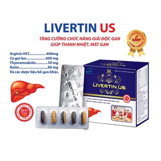 Viên Uống Bổ Gan LIVERTIN US - Arginin - Cà Gai Leo - Giải Độc Gan - Thanh Nhiệt - Mát Gan - Hộp 60 Viên