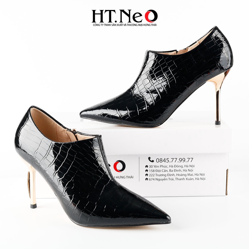 Giày bốt nữ Da bò thật, càng dùng càng bóng, gót trụ cao đến 9cm cực sang chảnh và điệu đà  HT.NEO BN104