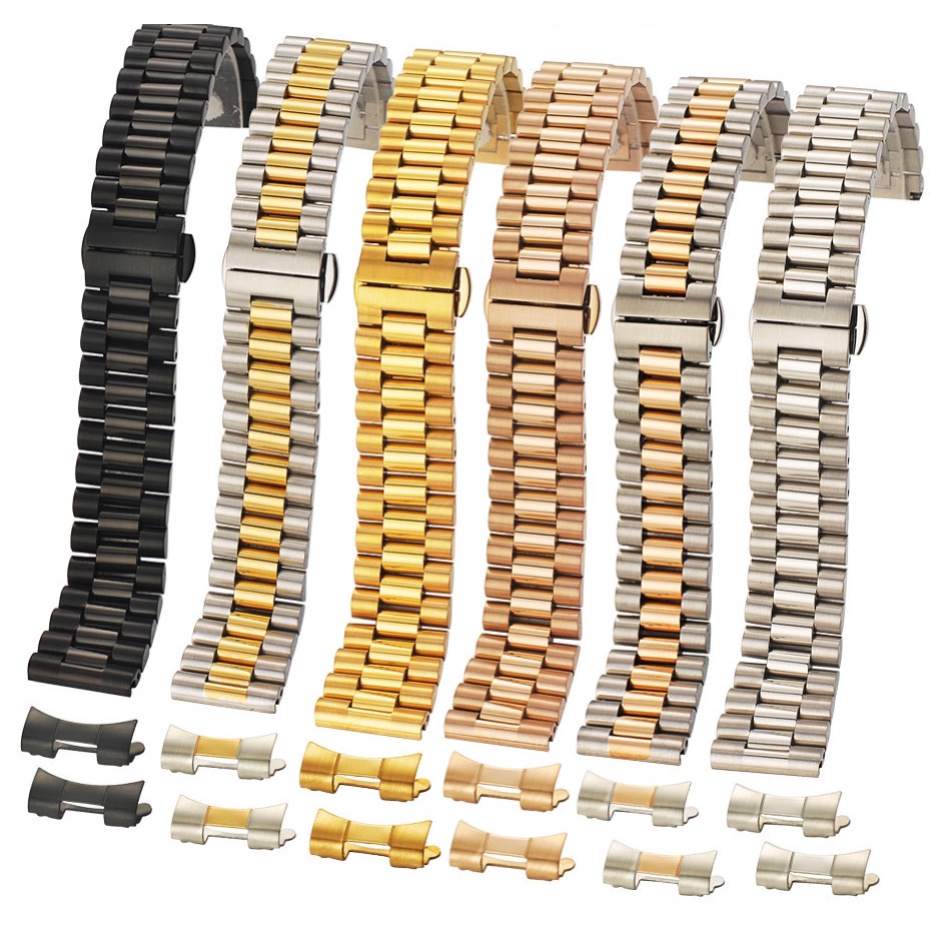 Dây Đồng Hồ Inox 3 Mắt Khoá Bướm Cao Cấp Size 18mm 19mm 20mm 21mm 22mm