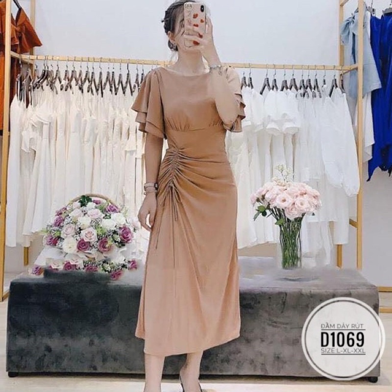 Bigsize Đầm dây rút D1069