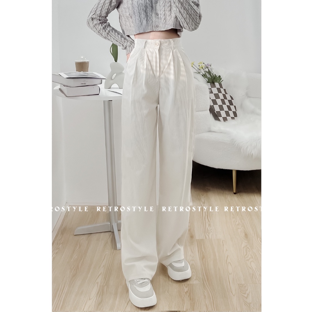 Quần nhung tăm ống suông cạp cao mã 983