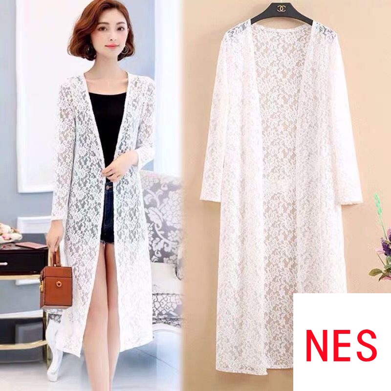 Áo Khoác Cardigan Ren Mỏng Tay Dài Chống Nắng Có Size Lớn Thời Trang Mùa Hè Dành Cho Nữ