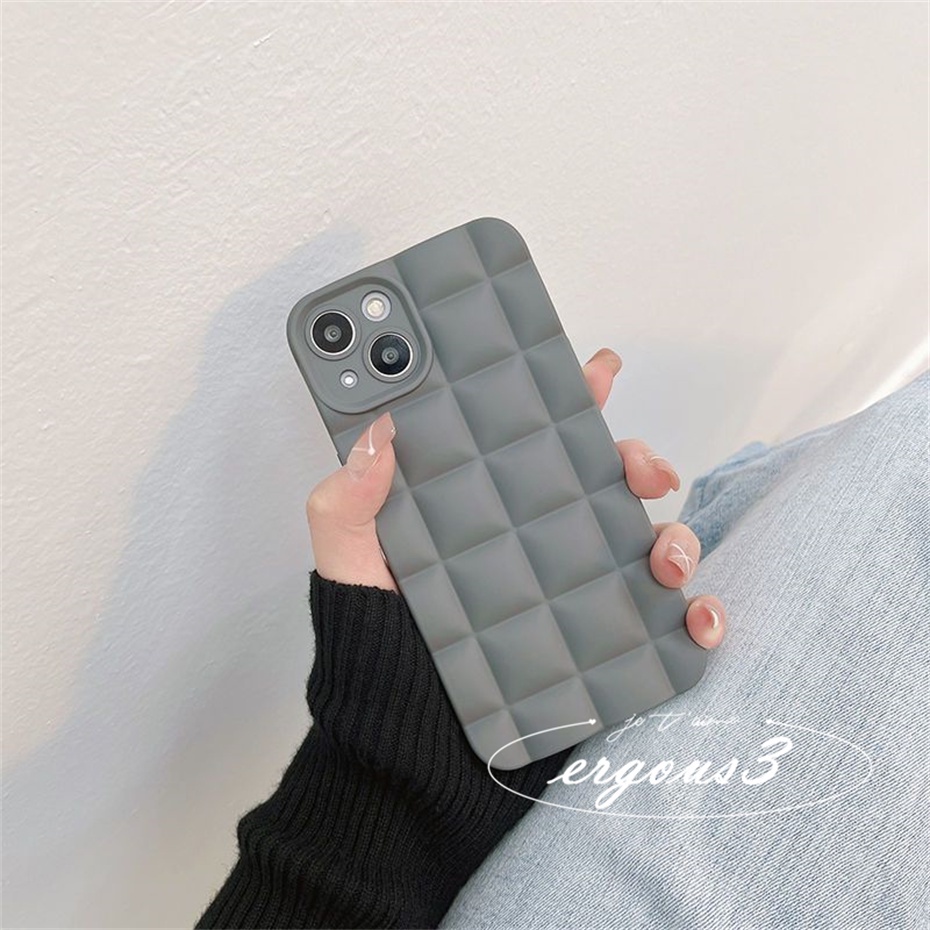 Ốp Điện Thoại Mềm Họa Tiết Caro / Xanh Dương / Xám Đơn Giản Thời Trang Cho iPhone 13 12 11 Pro Max SE2020 X XR Xs Max 7 8 Plus