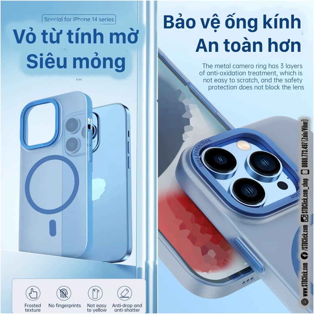 ỐP LƯNG IPHONE 14 PRO MAX - 14 PRO - 14 PLUS - 14 WIWU CHÍNH HÃNG SIÊU MỎNG NHÁM KÈM HỔ TRỢ SẠC KHÔNG DÂY NAM CHÂM