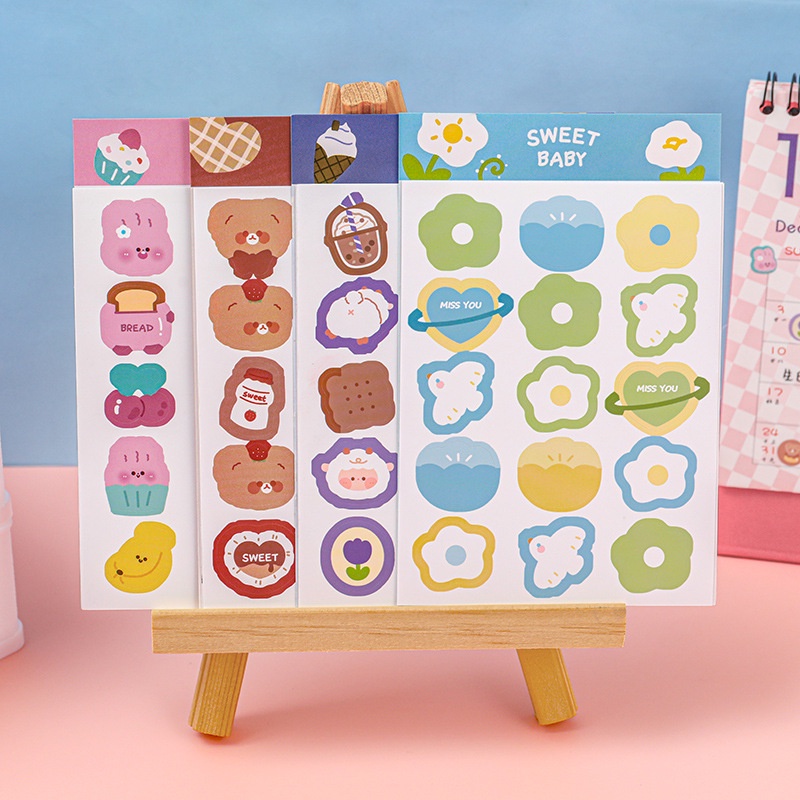 Bộ 3 Tấm Sticker Dán Trang Trí Sổ Tay Hình Hoạt Hình Dễ Thương