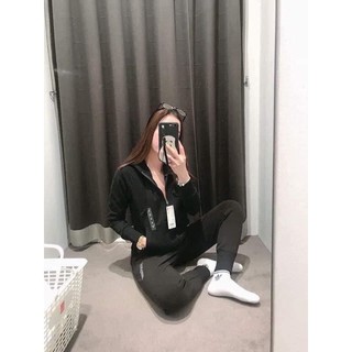 Nữ áo khoác nỉ hoodie khoá kéo
