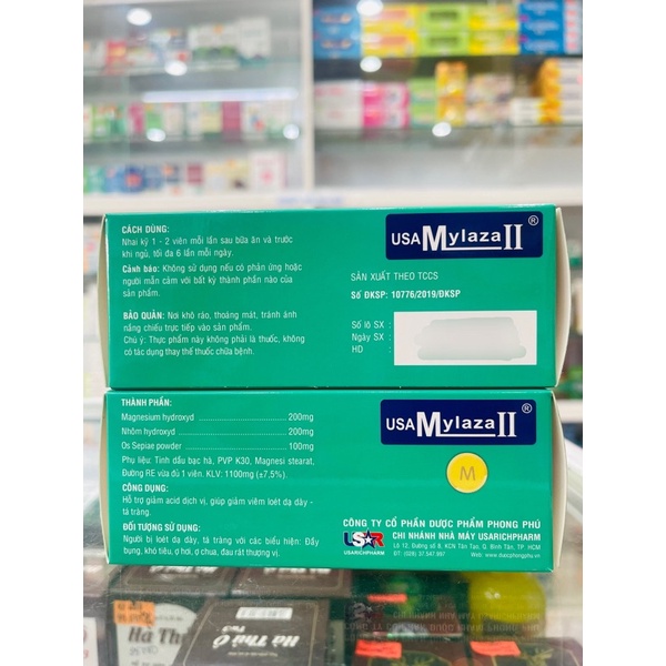 USAMylaza II - 100 viên - hỗ trợ giảm viêm loét dạ dày, tá tràng; giảm khó tiêu, ợ chua