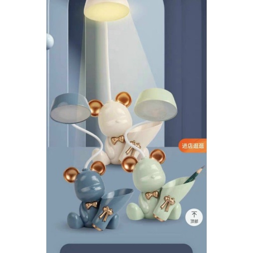 TD355 Đèn Học Desk Lamp Kèm Ống Bút Hình Gấu Bearbrick Đáng Yêu Cho Bé