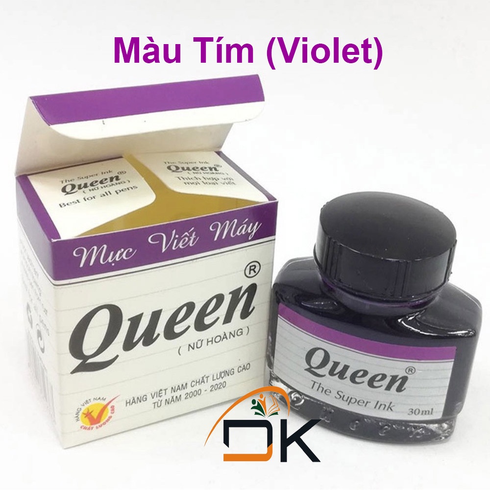 Mực Queen /Mực viết DKVPP.Store cho Bút máy/Bút mực khô nhanh, màu Xanh/Tím/Đen