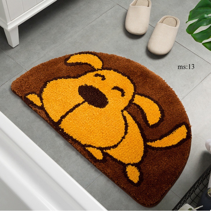 Thảm chùi chân bán nguyệt G01 in hình mèo dễ thương xinh xắn, phong cách Hàn Quốc, thấm hút nước cực tốt, giá rẻ